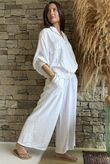 Basso Button Drape Batwing Shirt White